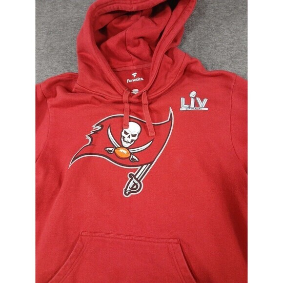 Fanatics Tom Brady 12 Tampa Bay Buccaneers Lrg Super‎ Bowl 54 LIV Hoodie Red Med - Picture 10 of 10